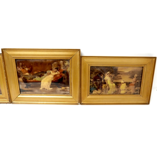 361 - A group of four Victorian crystoleum pictures, each depicting a romantic figural scene, after origin... 