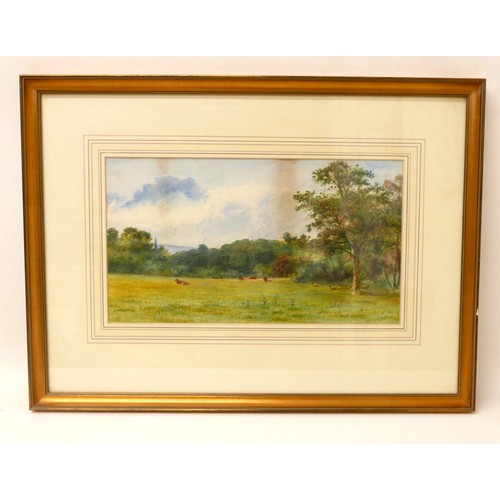 422 - British School (20th century): cows in a pastoral landscape, watercolour, monogrammed 'JP' lower lef... 