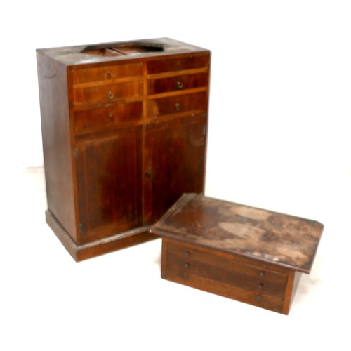 511 - An early 20th century mahogany multi drawer cabinet, with an associated three drawer top, 76 by 43 b... 