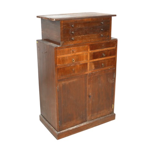 511 - An early 20th century mahogany multi drawer cabinet, with an associated three drawer top, 76 by 43 b... 