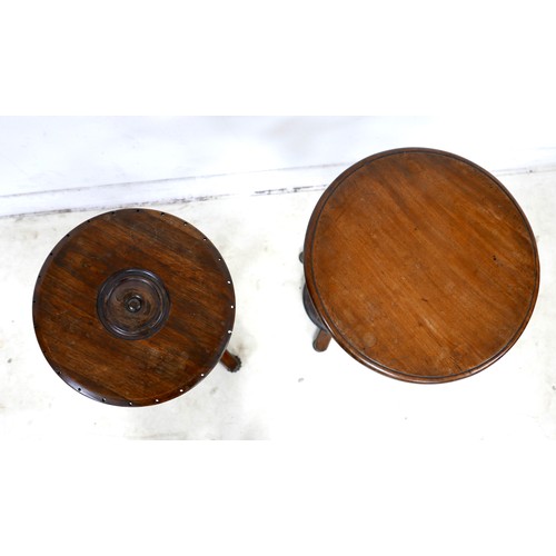 517 - An unusual early 19th century rosewood side table, the turned circular surface with holes to the edg... 