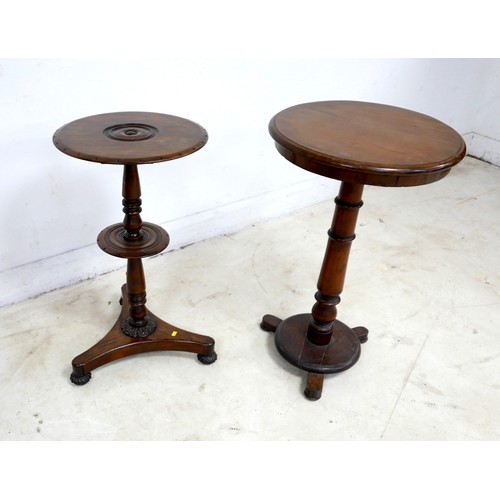 517 - An unusual early 19th century rosewood side table, the turned circular surface with holes to the edg... 