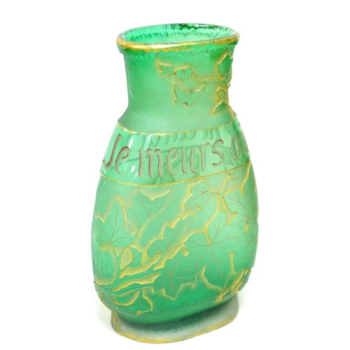 73 - A Daum Freres green glass vase circa 1890 with the motto 