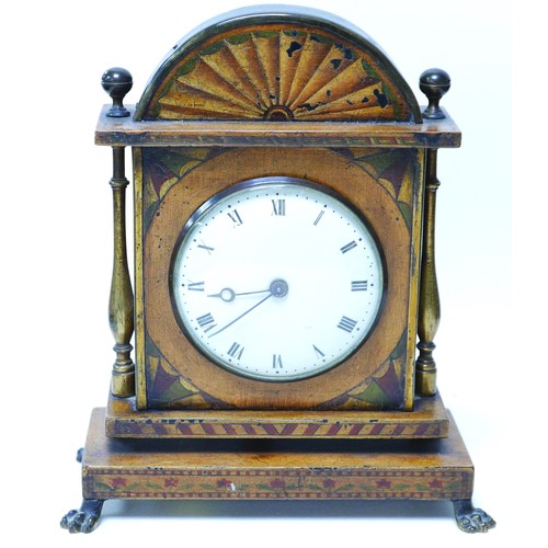 217 - An Edwardian mantel clock, with painted fan decoration, 19 by 22cm high.

Provenance: Privately owne... 