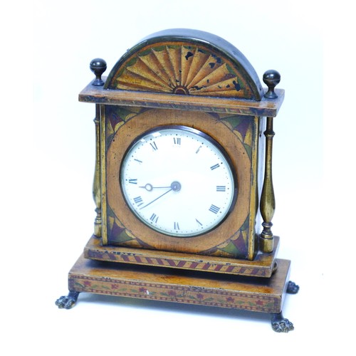 217 - An Edwardian mantel clock, with painted fan decoration, 19 by 22cm high.

Provenance: Privately owne... 