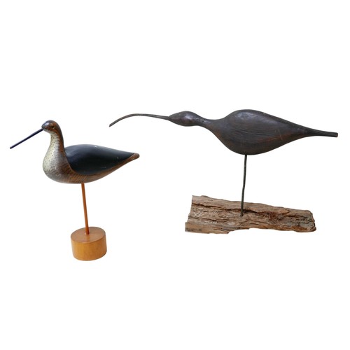 179 - A carved wooden figure of a Curlew in the manner of Guy Taplin, 65 by 33cm high, and another of a wa... 