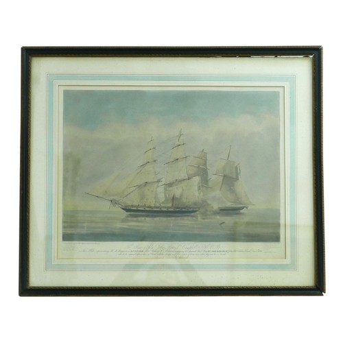 390 - Two Maritime coloured engravings after W J Huggins, frame sizes 72cm by 60cm.

Provenance: Privately... 