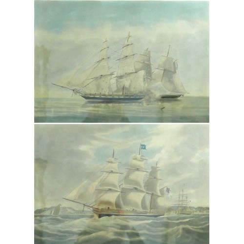 390 - Two Maritime coloured engravings after W J Huggins, frame sizes 72cm by 60cm.

Provenance: Privately... 