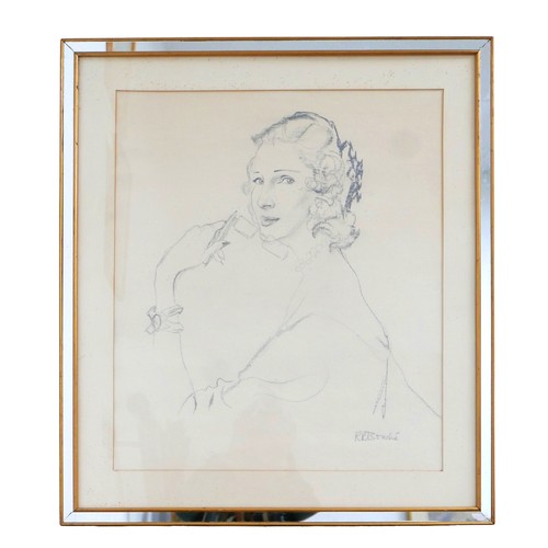 466 - Rene Robert Bouche (1905-1963): pencil sketch of the famous actress Leonora Corbett with interesting... 