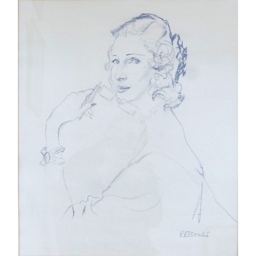 466 - Rene Robert Bouche (1905-1963): pencil sketch of the famous actress Leonora Corbett with interesting... 