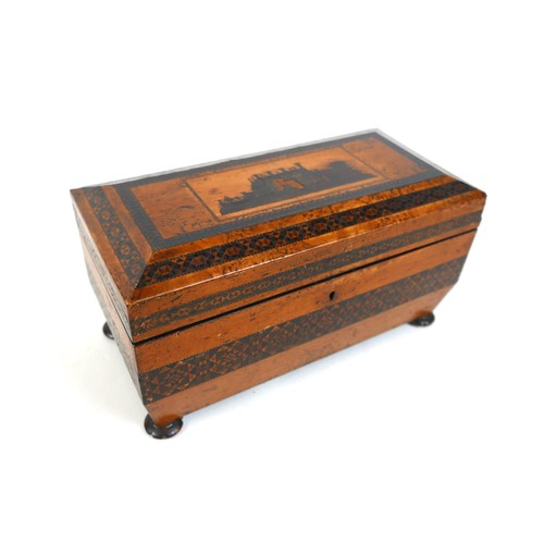 317 - A 19th Century Tunbridge Ware rosewood country House tea caddy, replacement bowl, 32 by 16 by 17cm