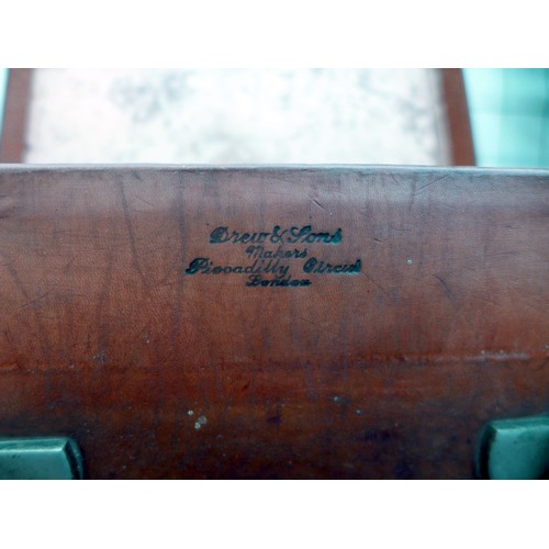 314 - A good quality early 1900's tan leather suitcase by Drew and Sons Piccadilly Circus London, 61 by 38... 