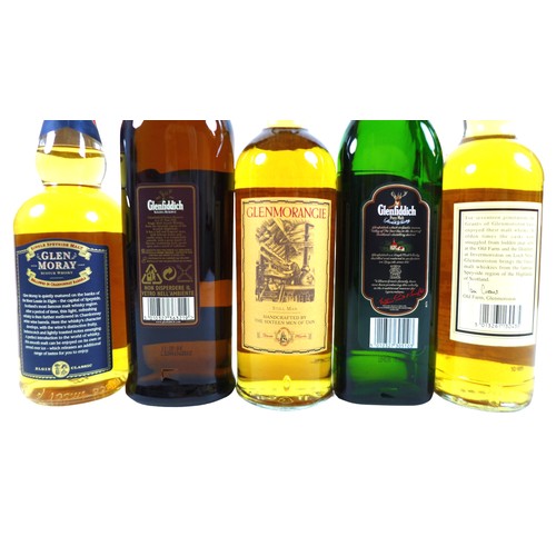 139 - Five bottles of Scotch whisky Glenfiddich clan Sinclair 70cl, Solera reserve 1 litre, Glen Moray 70c... 