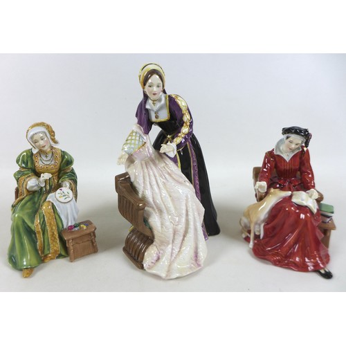 64 - A group of Royal Doulton Limited Edition figurines, modelled as Henry VIII and his six wives HN323, ... 