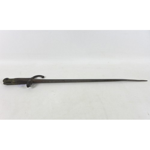 277 - A French model 1874 bayonet with scabbard, blade 51.5cm.