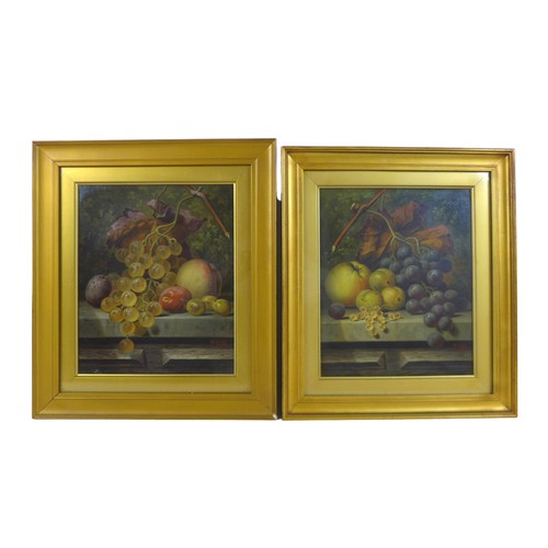 472 - Henry George Todd (British, 1846-1898): a pair of still life oil on canvas paintings, depicting frui... 