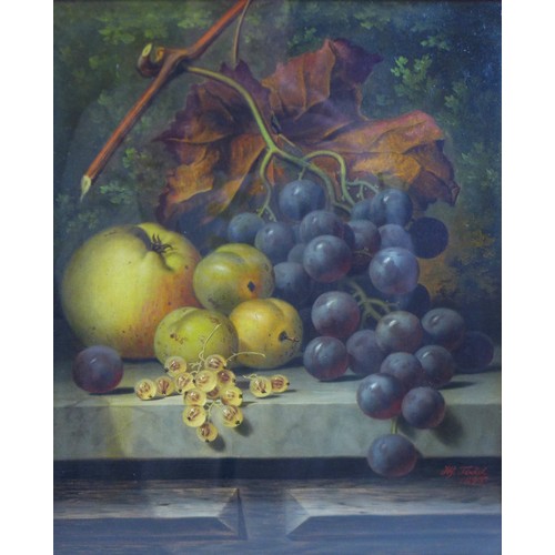 472 - Henry George Todd (British, 1846-1898): a pair of still life oil on canvas paintings, depicting frui... 