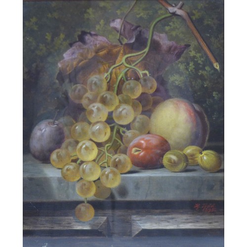 472 - Henry George Todd (British, 1846-1898): a pair of still life oil on canvas paintings, depicting frui... 