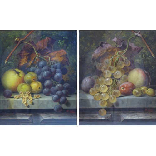 472 - Henry George Todd (British, 1846-1898): a pair of still life oil on canvas paintings, depicting frui... 