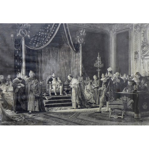 376 - Group of prints comprising of two large engravings, Napoleon at his coronation', signed by ‘J Payrau... 