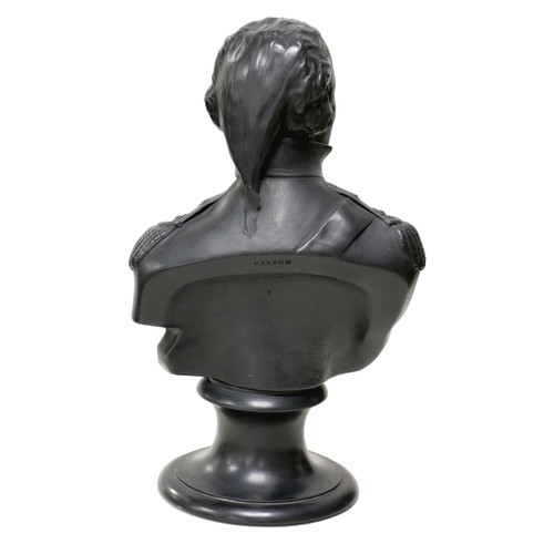 95 - After Robert Shout Wedgwood basalt bust of Nelson, impressed 'Nelson Pubd. July 22nd R. Shout Sep 17... 