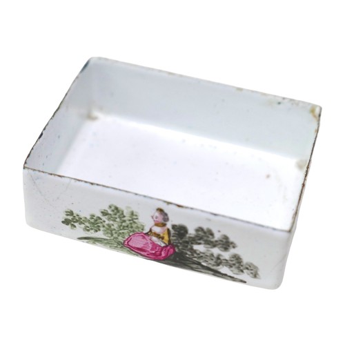 114 - An early 19th century Bilston style porcelain and enamel trinket box, hand painted decoration throug... 