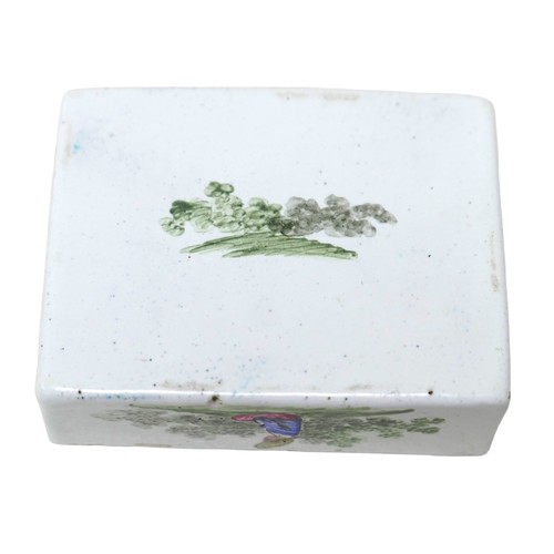 114 - An early 19th century Bilston style porcelain and enamel trinket box, hand painted decoration throug... 