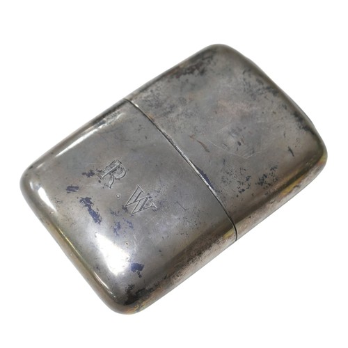 215 - A George V silver hip flask, engraved with initials 'R.W', parcel gilt interior to cup, screw topped... 