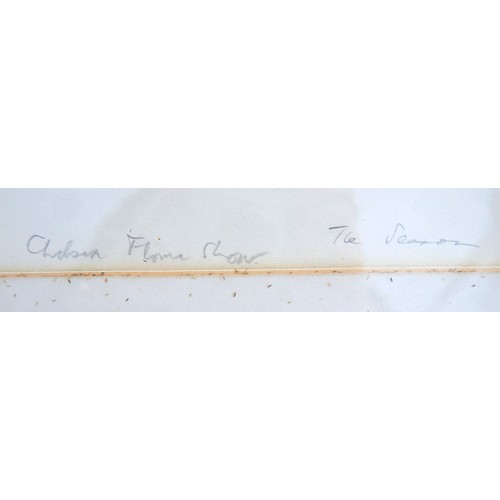 408 - Francis Marshall (British, 1901-1980): Chelsea Flower Show brush and ink, initialled with handwritte... 