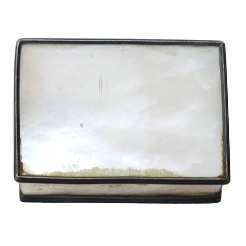 112 - A 19th century mother of pearl trinket box, with engraved decoration and white metal fittings, 6.5 b... 