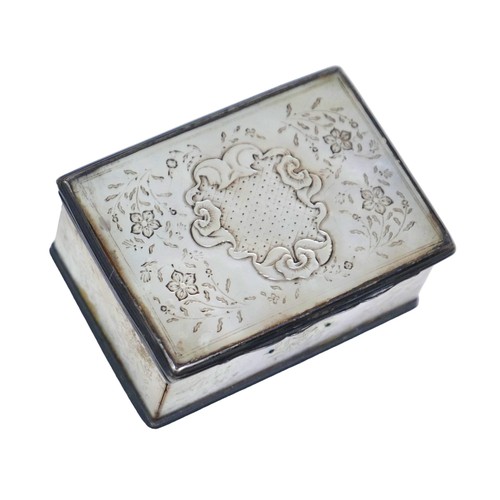 112 - A 19th century mother of pearl trinket box, with engraved decoration and white metal fittings, 6.5 b... 