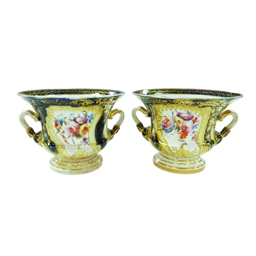 108 - Three pieces of 19th century porcelain, comprising a Derby style bough pot of demi lune form, hand p... 