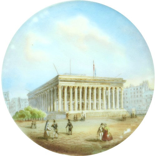 94 - Five 19th century French hand painted plates with depictions of Paris, including the Arc de Triomph,... 