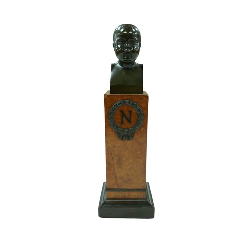 120 - A 19th century miniature bronze bust of the infant son of Napoleon Bonaparte, the bust, unsigned, ra... 