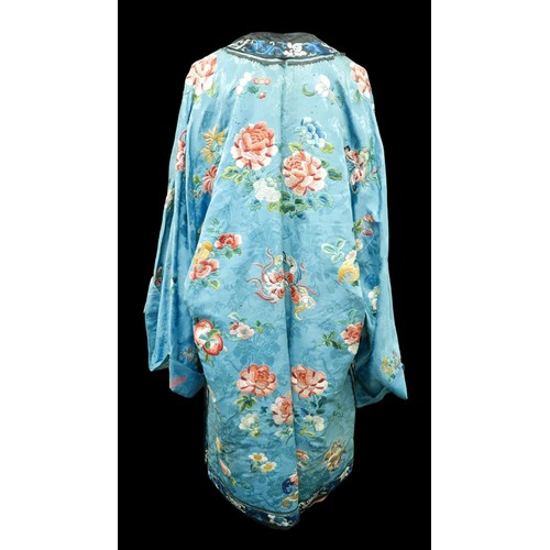 308 - An early 20th century Japanese kimono, decorated with butterflies, chrysanthemums and other flowers ... 