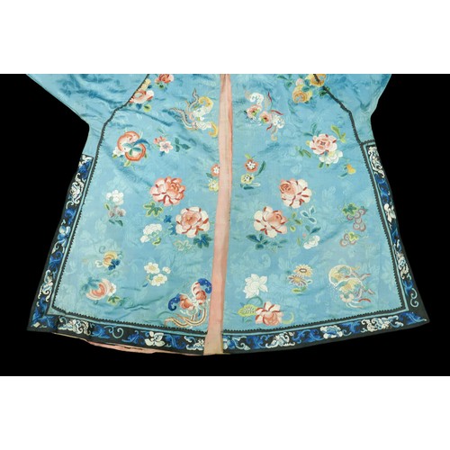 308 - An early 20th century Japanese kimono, decorated with butterflies, chrysanthemums and other flowers ... 