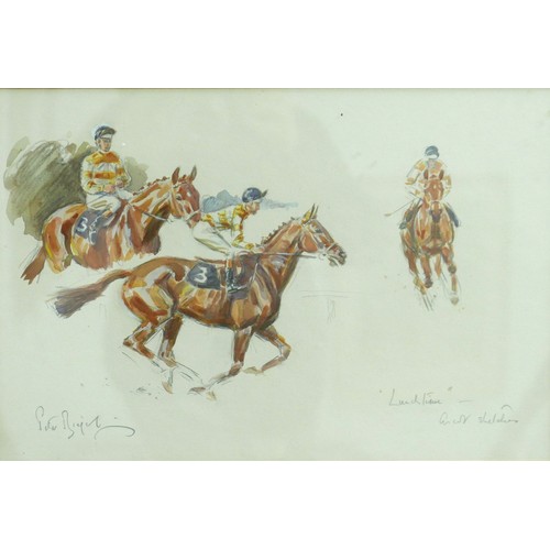 448 - Peter Biegel (British, 1913-1988): equine watercolour studies of racing horse 