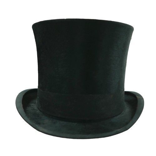 300 - Two vintage top hats, comprising  a Henry Heath hat, inner radius approximately 56cm, with fitted le... 