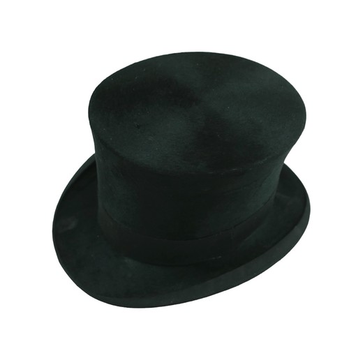 300 - Two vintage top hats, comprising  a Henry Heath hat, inner radius approximately 56cm, with fitted le... 