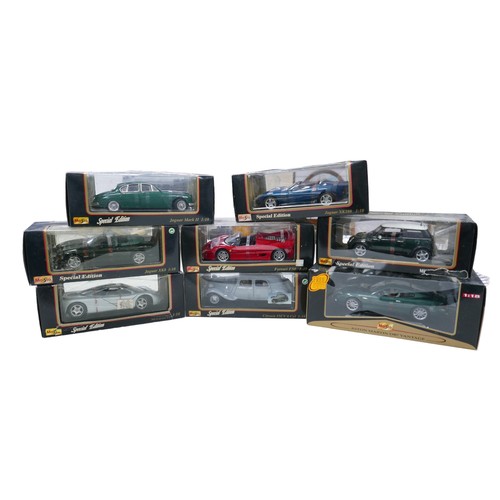 272 - Eight Maisto 1:18 scale special edition die-cast model cars, including a 'Premier Edition Aston Mart... 