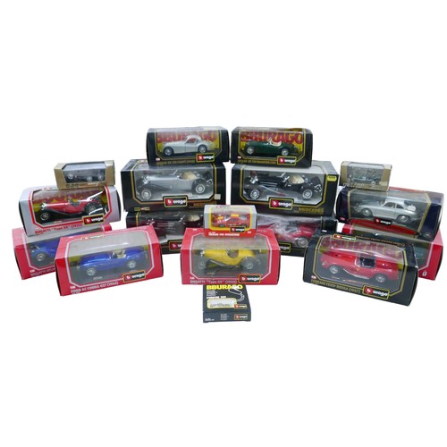 274 - Sixteen Bburago 1/20, 1/24 and 1/43 scale die-cast sports cars, including a 1/20 scale 'Mercedes Ben... 