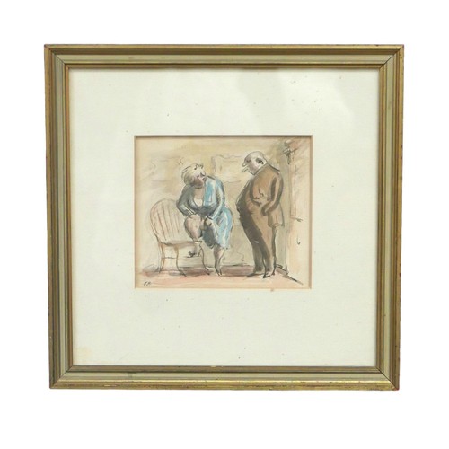 410 - Edward Ardizzone (British, 1900-1979): 'Client Watching Lady Adjusting Suspender' pen, ink and water... 