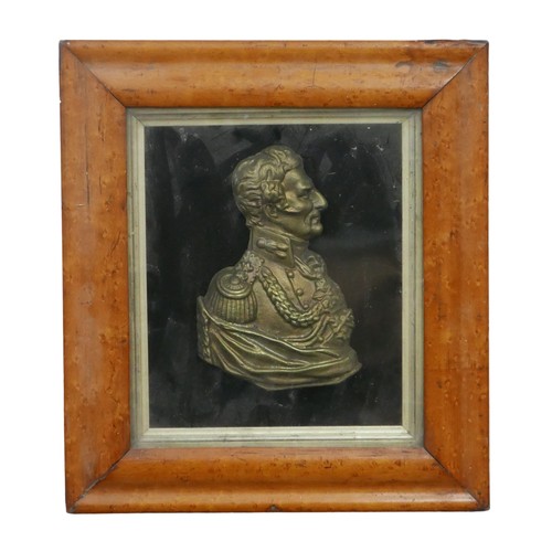 153 - A 19th century Victorian gilt portrait relief plaque of Field Marshal Sir Arthur Wellesley, 1st Duke... 