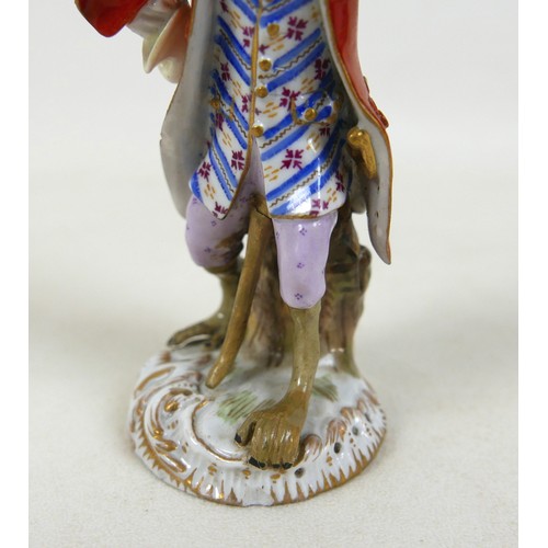 105 - Two 19th century Meissen figurines, modelled as a trumpeter and an oboist from the Monkey Band serie... 