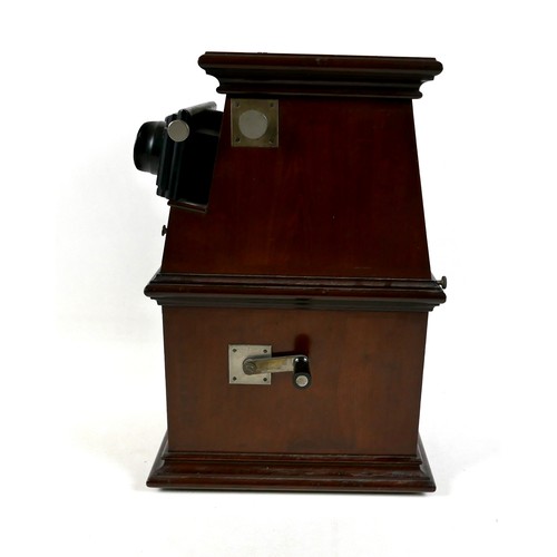 241 - A French early 20th century tabletop stereoscope viewer by L. Gaumont & Cie, mahogany cased with mir... 