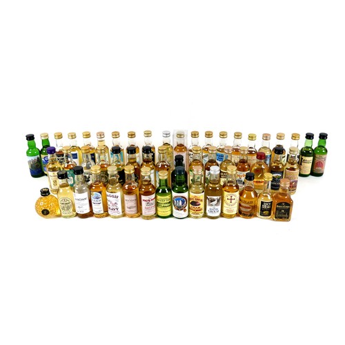 135 - A collection of whisky miniatures, mostly blended some novelty. (54)