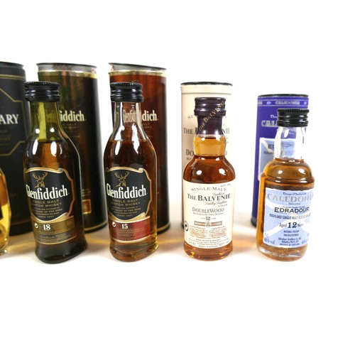 132 - A group of seven aged single malt whisky miniatures. (7)