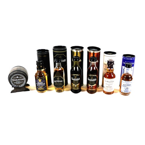 132 - A group of seven aged single malt whisky miniatures. (7)