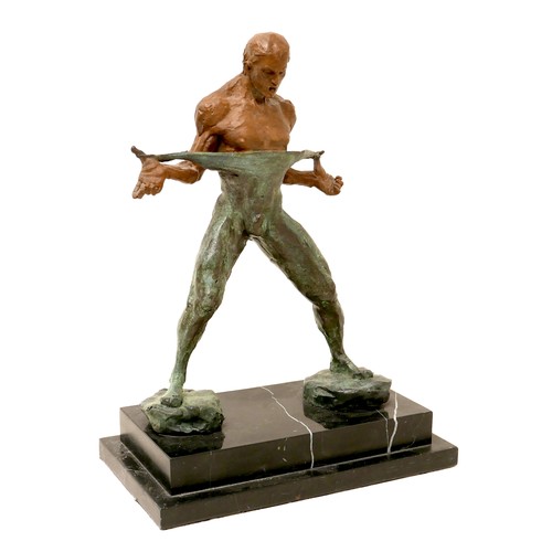 121 - After Richard MacDonald (20th century): Rudolph Nureyev in dance pose, standing with legs apart and ... 