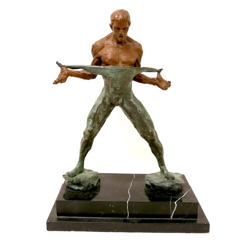 121 - After Richard MacDonald (20th century): Rudolph Nureyev in dance pose, standing with legs apart and ... 